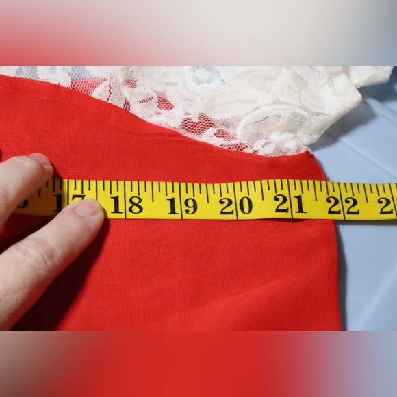 Blue Note red sheer with white lace top, size 2X - Picture 4 of 8